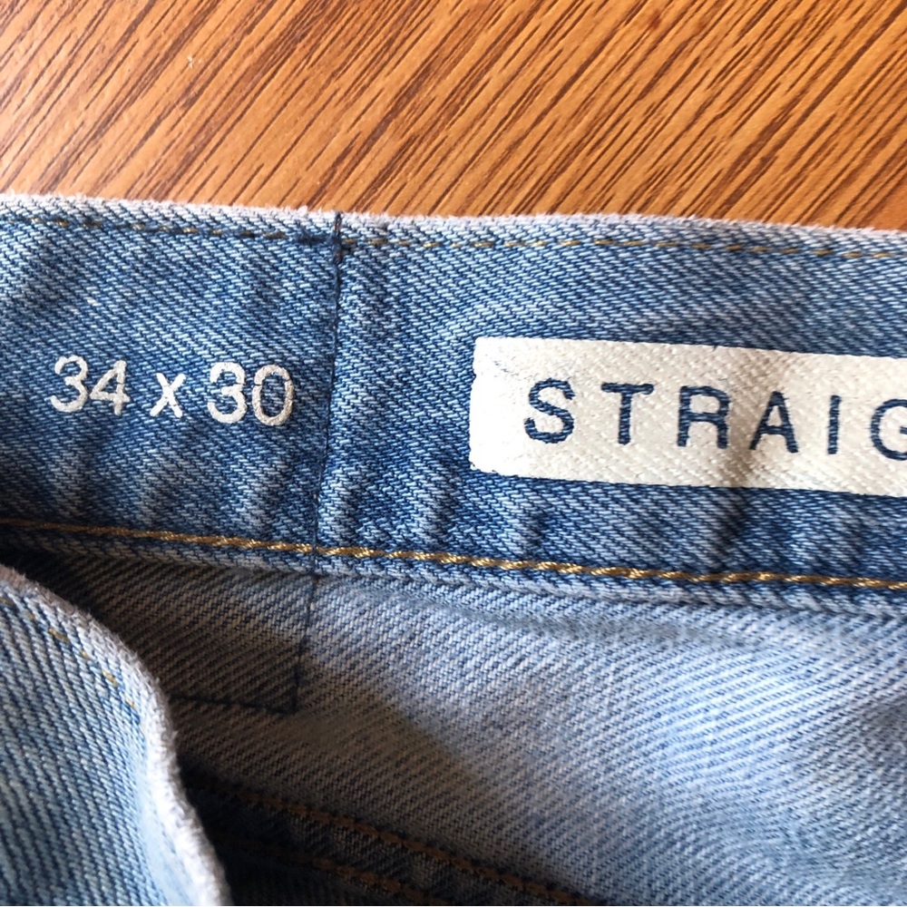 GAP Light Blue Distressed Straight Leg Jeans - Picture 6 of 7